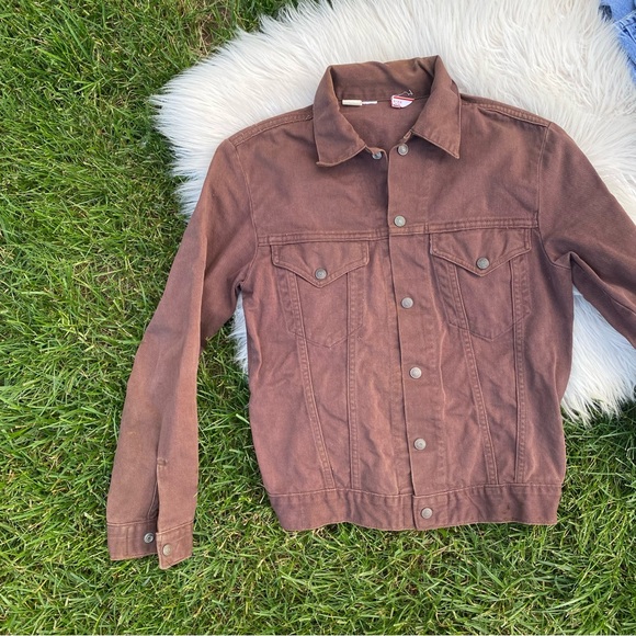 Levi's 1970s Vtg Trucker Brown Denim Jacket Shacket Snap medium